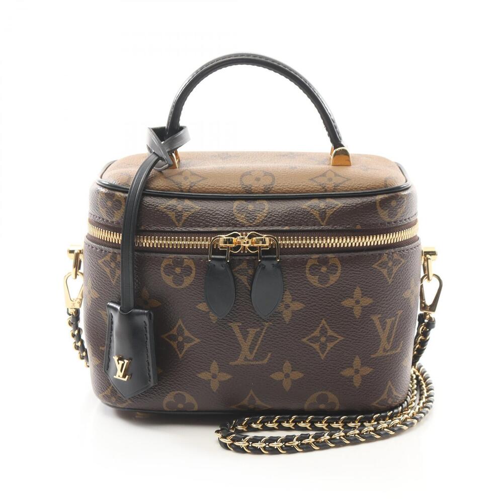 Louis Vuitton Vanity NV Handbag Canvas Leather Monogram Reverse Brown Black